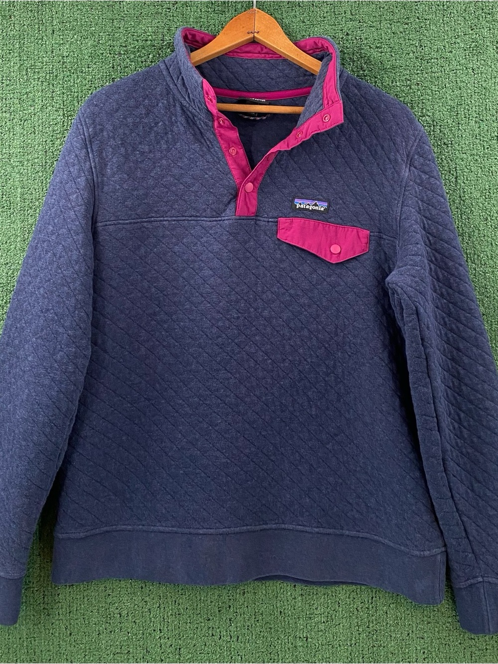 Patagonia Organic Cotton Quilt Snap-T Navy Blue Pullover Jacket Women’s Medium